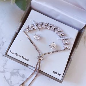 Fine silver plated bracelet earrings gift box